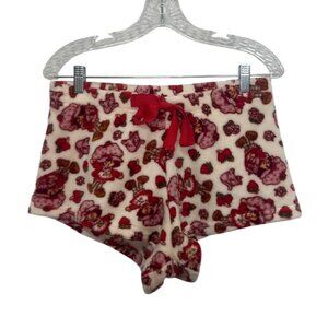 Strawberry Shortcake Plush Sleep Shorts Large Red White Tie Casual Lounge